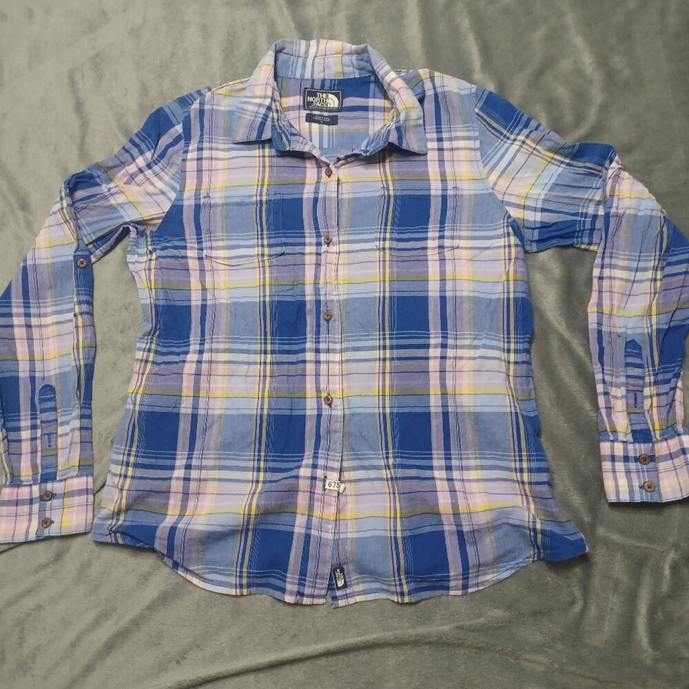 The North Face Shirt Womens Lg Long Sleeve Button Up Roll Tab Sleeve Multi Plaid